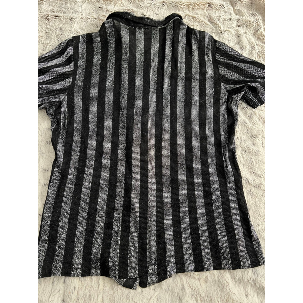 Vintage Y2K Paul Howard Black & Silver Striped Casual Button up Shirt Mens Sz. M - Picture 3 of 14